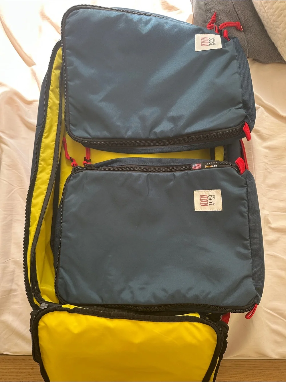 Topo Designs Navy Explorer Travel Bag 40L + 2 matching Packing Cubes